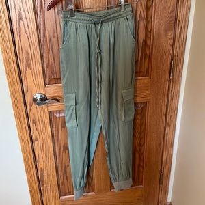 NWT Olive shiny Joggers